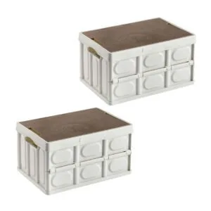 Buy SOGA 2X 42x28.5cm 30L White Car & Camping Foldable Storage Box Crate Stackable Container No Handle Online - Furniture/Storage & Shelving/Home Storage - 1 - NZ Depot Free Shipping