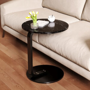 SOGA 2X 50cm Black Marble Mini Side Table Movable Lightweight w/ Black Frame, Furniture, Living Room Furniture, Tables, , ,  - NZ DEPOT 2