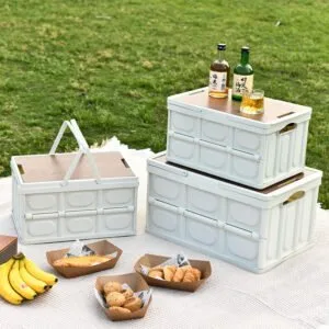 Buy SOGA 2X 52.5cm 55L White Car & Camping Foldable Storage Box Crate Stackable Container with Handle Online - Furniture/Storage & Shelving/Home Storage - 2 - NZ Depot Free Shipping