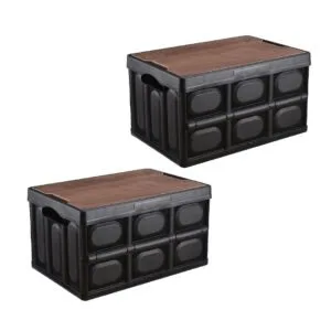 Buy SOGA 2X 52.5x35.5cm 55L Black Car & Camping Foldable Storage Box Crate Stackable Container No Handle Online - Furniture/Storage & Shelving/Home Storage - 1 - NZ Depot Free Shipping