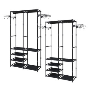 SOGA 2X 90x35cm Hanging Clothes Rack Storage w/ 4 Layer Organizer and Side Hooks, Furniture, Storage & Shelving, Shoe Storage, , ,  - NZ DEPOT 1