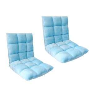 SOGA 2X Floor Recliner Collapsible Lounge Sofa Couch Folding Chair Cushion Light Blue LoungechairLightBlueX2 NZ DEPOT - NZ DEPOT