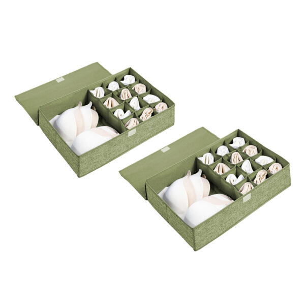SOGA 2X Green Flip Top Underwear Storage Box Foldable Wardrobe Partition Drawer Home Organiser, Furniture>Storage & Shelving>Home Storage, , , , ,  - NZ DEPOT 1