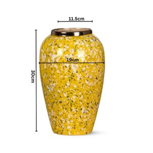 SOGA 30x19cm Yellow with White Mini Floral Medium Ceramic Flower Vase Elegant Living Room Home Decor, Home & Living, Home Decor, Vases, , ,  - NZ DEPOT 2