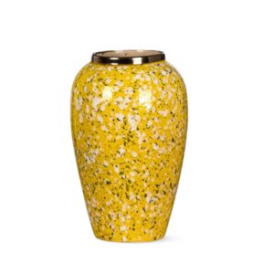 SOGA 30x19cm Yellow with White Mini Floral Medium Ceramic Flower Vase Elegant Living Room Home Decor, Home & Living, Home Decor, Vases, , ,  - NZ DEPOT 1