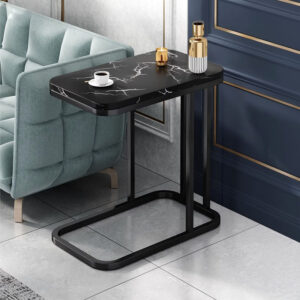 SOGA 30x50cm Black Ceramic Sofa Side Square Mini Table w/ Black Metal Legs, Furniture, Living Room Furniture, Tables, , ,  - NZ DEPOT 2