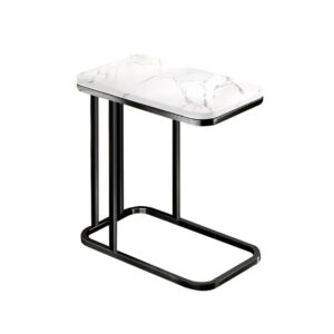 SOGA 30x50cm White Ceramic Sofa Side Square Mini Table w/ Black Metal Legs, Furniture, Living Room Furniture, Tables, , ,  - NZ DEPOT 1