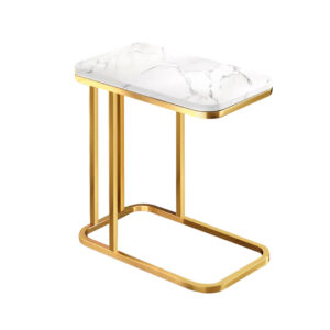 SOGA 30x50cm White Ceramic Sofa Side Square Mini Table w/ Gold Metal Legs, Furniture, Living Room Furniture, Tables, , ,  - NZ DEPOT 1