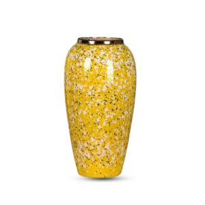 SOGA 35x17cm Yellow with White Mini Floral Large Ceramic Flower Vase Elegant Living Room Home Decor, Home & Living, Home Decor, Vases, , ,  - NZ DEPOT 1