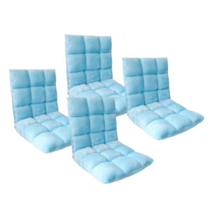 SOGA 4X Floor Recliner Collapsible Lounge Sofa Couch Folding Chair Cushion Light Blue LoungechairLightBlueX4 NZ DEPOT - NZ DEPOT