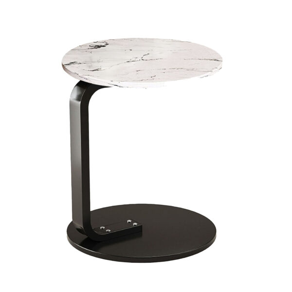 Soga 50Cm White Marble Mini Side Table Movable Lightweight W/ Black Frame, Furniture, Living Room Furniture, Tables, , ,  - Nz Depot 1