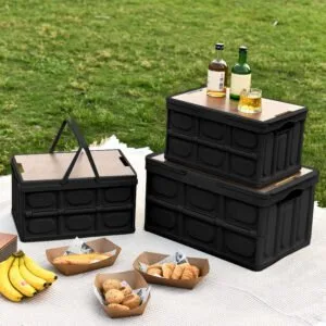 Buy SOGA 52.5cm 55L Black Car & Camping Foldable Storage Box Crate Stackable Container with Handle Online - Furniture/Storage & Shelving/Home Storage - 2 - NZ Depot Free Shipping