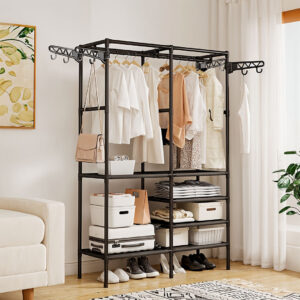 SOGA 90x35cm Hanging Clothes Rack Storage w/ 4 Layer Organizer and Side Hooks, Furniture, Storage & Shelving, Shoe Storage, , ,  - NZ DEPOT 2