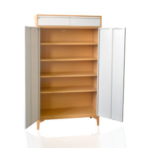 Lonna Steel Shoe Cabinet 2-Door With Drawers White