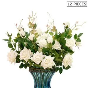 Buy SOGA 12pcs Artificial Silk Flower Fake Rose Bouquet Table Decor White Online - Home & Living/Home Decor/Artificial Plants - 2 - NZ Depot Free Shipping