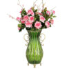 SOGA 51cm Green Glass Tall Floor Vase with 12pcs Pink Artificial Fake Flower Set, Home & Living, Home Decor, Vases, , ,  - NZ DEPOT 1
