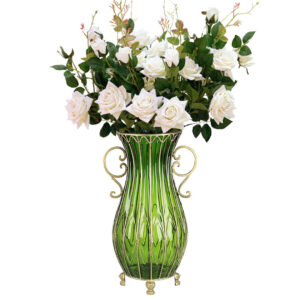 SOGA 51cm Green Glass Tall Floor Vase with 12pcs White Artificial Fake Flower Set, Home & Living, Home Decor, Vases, , ,  - NZ DEPOT 1