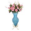 SOGA 67cm Blue Glass Tall Floor Vase and 12pcs Pink Artificial Fake Flower Set, Home & Living>Home Decor>Vases, , , , ,  - NZ DEPOT 1