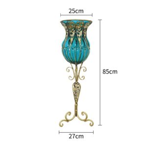 SOGA 85cm Blue Glass Floor Vase with Tall Metal Flower Stand, Home & Living, Home Decor, Vases, , ,  - NZ DEPOT 2