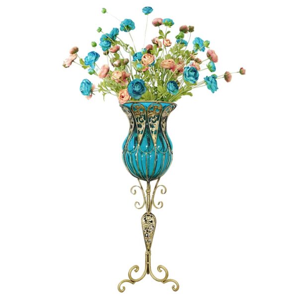 Soga 85Cm Blue Glass Tall Floor Vase And 12Pcs Blue Artificial Fake Flower Set, Home &Amp; Living, Home Decor, Vases, , ,  - Nz Depot 1