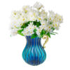 SOGA Blue Colored Glass Flower Vase with 10 Bunch 6 Heads Artificial Fake Silk Lilium nanum Home Decor Set, Home & Living, Home Decor, Vases, , ,  - NZ DEPOT 1