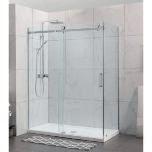 Shower Glass - Rock Series 2 Sides Frameless Glass RCM1470x870 Brushed Nickel Frame, Frameless Shower - NZ DEPOT