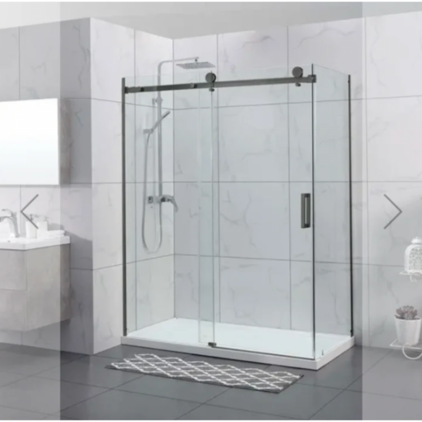 Shower Glass - Rock Series 2 Sides Frameless Glass RCM1170x770 Gunmetal Grey Frame, Frameless Shower - NZ DEPOT