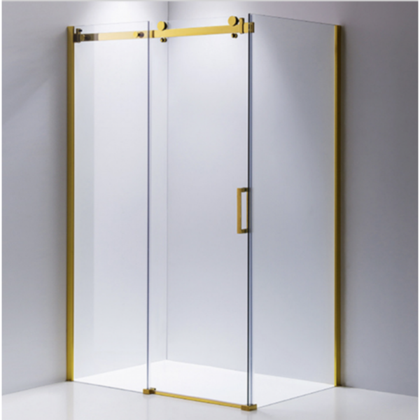 Shower Glass - Rock Series 2 Sides Frameless Glass RCM1170x970 Golden Frame, Frameless Shower - NZ DEPOT