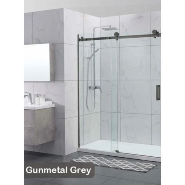 Shower Glass - Rock Series Sliding Door RCM1800 Gunmetal Grey Frame, Frameless Shower - NZ DEPOT