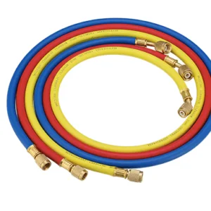 Buy Value - Hose With Ball Valve (Set Of 3) 1.5M Long 1/4" VRP-C-R/Y/B-R134A Front View