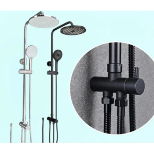 Buy 2 In 1 Shower Combination Dual Hose Rain Metal Head - Black Online - Taps - Shower Slide & Rose - 2 - NZ Depot Delivery