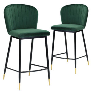 DS Bar Stool Velvet Covered Green X 2