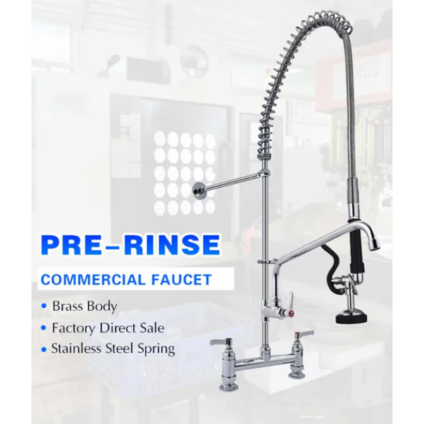 Kitchen Sink Mixer - Pre Rinse Faucet Commercial Pull Down Brass Double Handles Pre Rinse Faucet, Kitchen Mixer - NZ DEPOT