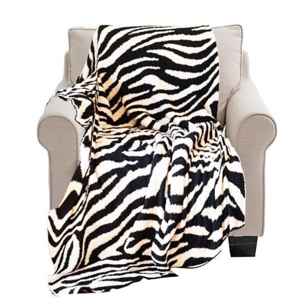 SOGA 130x170cm Throw Blanket Black and White Soft Zebra Print Half Fleece Casual Stylish Cozy, Home, Bed Linen, Throws And Blankets, Blankets, ,  - NZ DEPOT 1