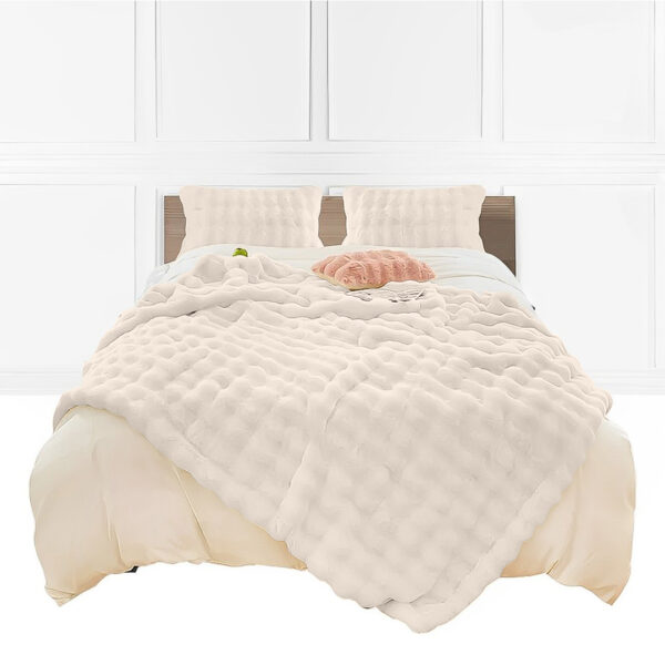 SOGA 150x200cm Throw Blanket White Double Layer Rabbit Fur Cozy Comfort with Stylish Decor, Home>Bed Linen>Throws And Blankets>Blankets, , , , ,  - NZ DEPOT 1