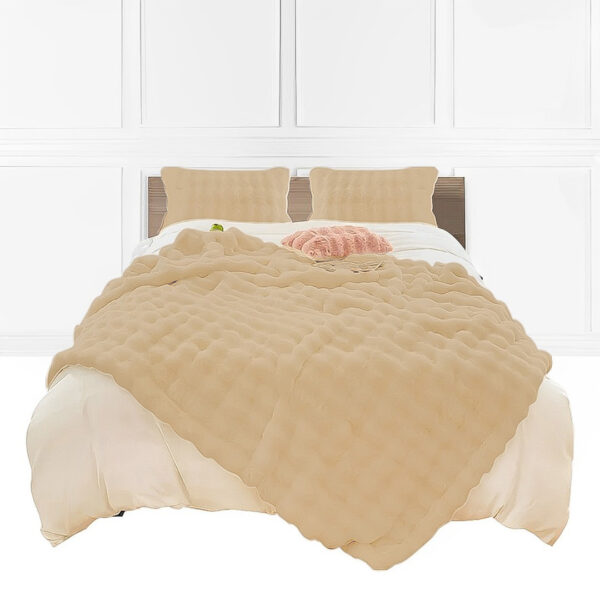 SOGA 160X200cm Throw Blanket Coffee Double Layer Rabbit Fur Cozy Comfort with Stylish Decor, Home>Bed Linen>Throws And Blankets>Blankets, , , , ,  - NZ DEPOT 1