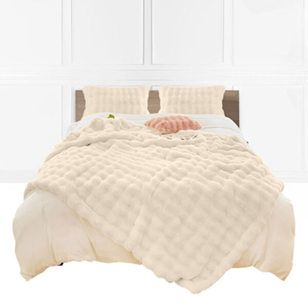 SOGA 160X200cm Throw Blanket  Light Camel Color Double Layer Rabbit Fur Cozy Comfort with Stylish Decor, Home>Bed Linen>Throws And Blankets>Blankets, , , , ,  - NZ DEPOT 1