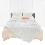 SOGA 160X200cm Throw Blanket  White Double Layer Rabbit Fur Cozy Comfort with Stylish Decor, Home>Bed Linen>Throws And Blankets>Blankets, , , , ,  - NZ DEPOT 1