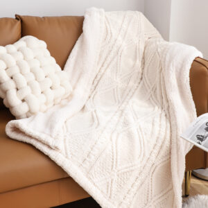 SOGA 200X230cm Throw Blanket White Chenille Fleece Knitted Fabric on One Side Soft Suede, Home, Bed Linen, Throws And Blankets, Blankets, ,  - NZ DEPOT 2