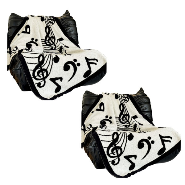 SOGA 2X 130x160cm Throw Blanket Black and White Musical Note Half Fleece Soft Cozy for Music Lovers Stylish, Home>Bed Linen>Throws And Blankets>Blankets, , , , ,  - NZ DEPOT 1