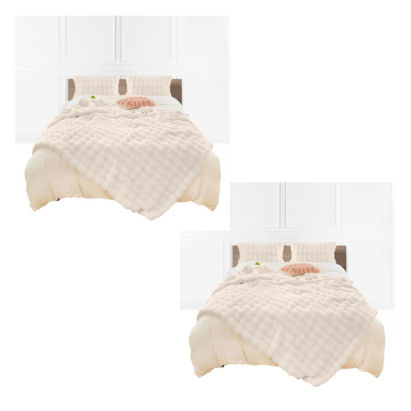 SOGA 2X 150x200cm Throw Blanket White Double Layer Rabbit Fur Cozy Comfort with Stylish Decor, Home>Bed Linen>Throws And Blankets>Blankets, , , , ,  - NZ DEPOT 1