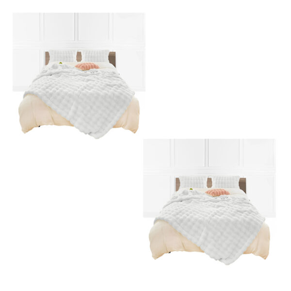 SOGA 2X 160X200cm Throw Blanket  White Double Layer Rabbit Fur Cozy Comfort with Stylish Decor, Home>Bed Linen>Throws And Blankets>Blankets, , , , ,  - NZ DEPOT 1