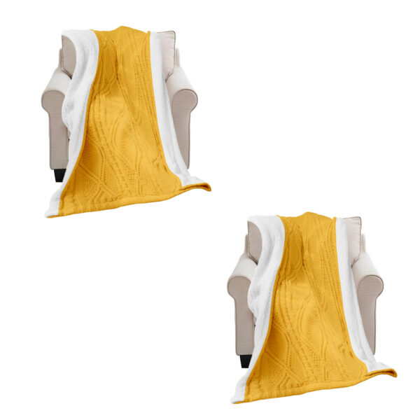 SOGA 2X 200X230cm Throw Blanket Yellow and White Chenille Fleece Knitted Fabric on One Side Soft Suede, Home, Bed Linen, Throws And Blankets, Blankets, ,  - NZ DEPOT 1