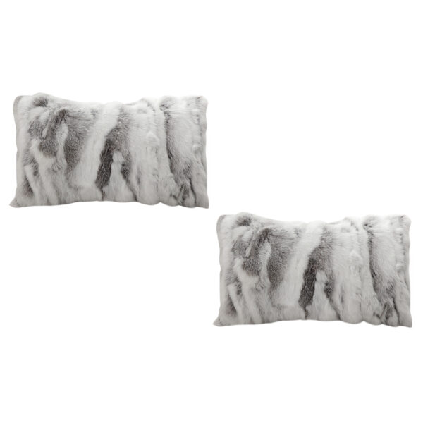 SOGA 2X 30cm Throw Pillow Floral Gray Rabbit Fur Lumbar Warm Cozy Decorative Cushion Home Decor, Furniture>Living Room Furniture>Occasional Chairs, , , , ,  - NZ DEPOT 1