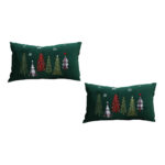 SOGA 2X 30cm Throw Pillow  Green Christmas Forest Embroidered Lumbar for Festive Holiday Cushion Home Decor, Furniture>Living Room Furniture>Occasional Chairs, , , , ,  - NZ DEPOT 1