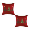 SOGA 2X 45cm Burgundy Red Throw Pillow with Three Embroidered Christmas Trees Festive Holiday Square Cushion Home Decor, Furniture>Living Room Furniture>Occasional Chairs, , , , ,  - NZ DEPOT 1