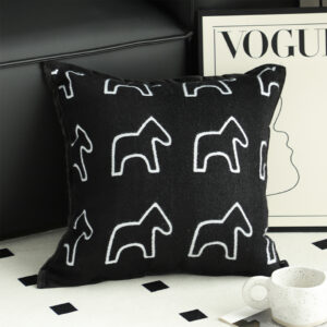 SOGA 2X 45cm Throw Pillow Black Teddy Fleece Square Pony Design Decorative Cushion for Living Room, Furniture, Living Room Furniture, Occasional Chairs, , ,  - NZ DEPOT 2