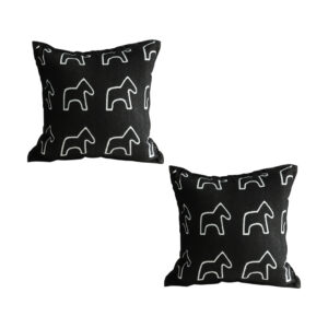 SOGA 2X 45cm Throw Pillow Black Teddy Fleece Square Pony Design Decorative Cushion for Living Room, Furniture, Living Room Furniture, Occasional Chairs, , ,  - NZ DEPOT 1