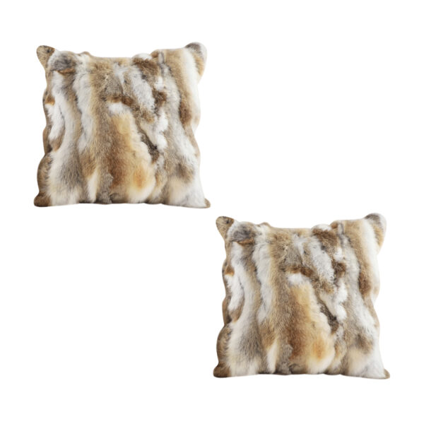 SOGA 2X 45cm Throw Pillow Coffee Rabbit Fur Square Warm Cozy Decorative Cushion Home Decor, Furniture>Living Room Furniture>Occasional Chairs, , , , ,  - NZ DEPOT 1