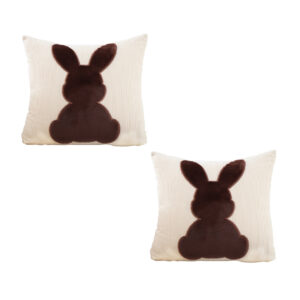 SOGA 2X 45cm Throw Pillow Light Tan Square Cushion with Soft Coffee Bunny Design Decorative Home Decor, Furniture, Living Room Furniture, Occasional Chairs, , ,  - NZ DEPOT 1